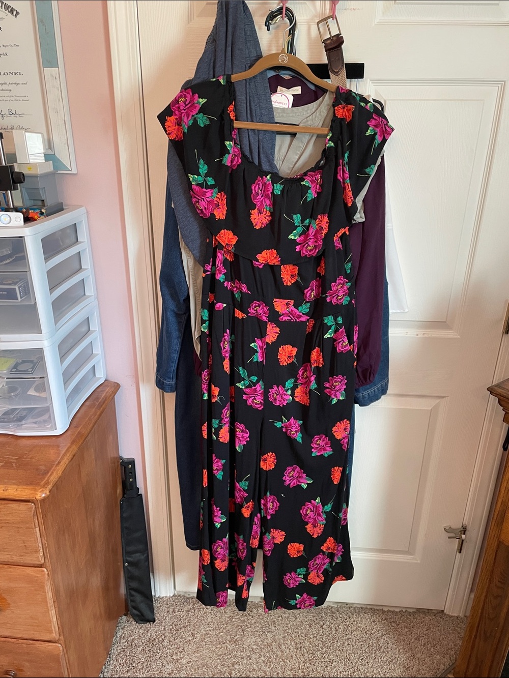 Black Floral  Torrid Jumpsuit- Pink Orange And Black size 1     14/16